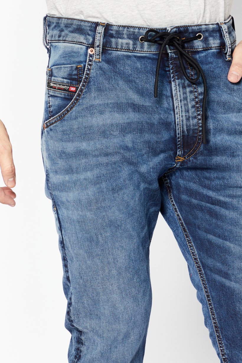 Men Regular Fit Washed Stretchable Sweat Jeans, Navy Blue