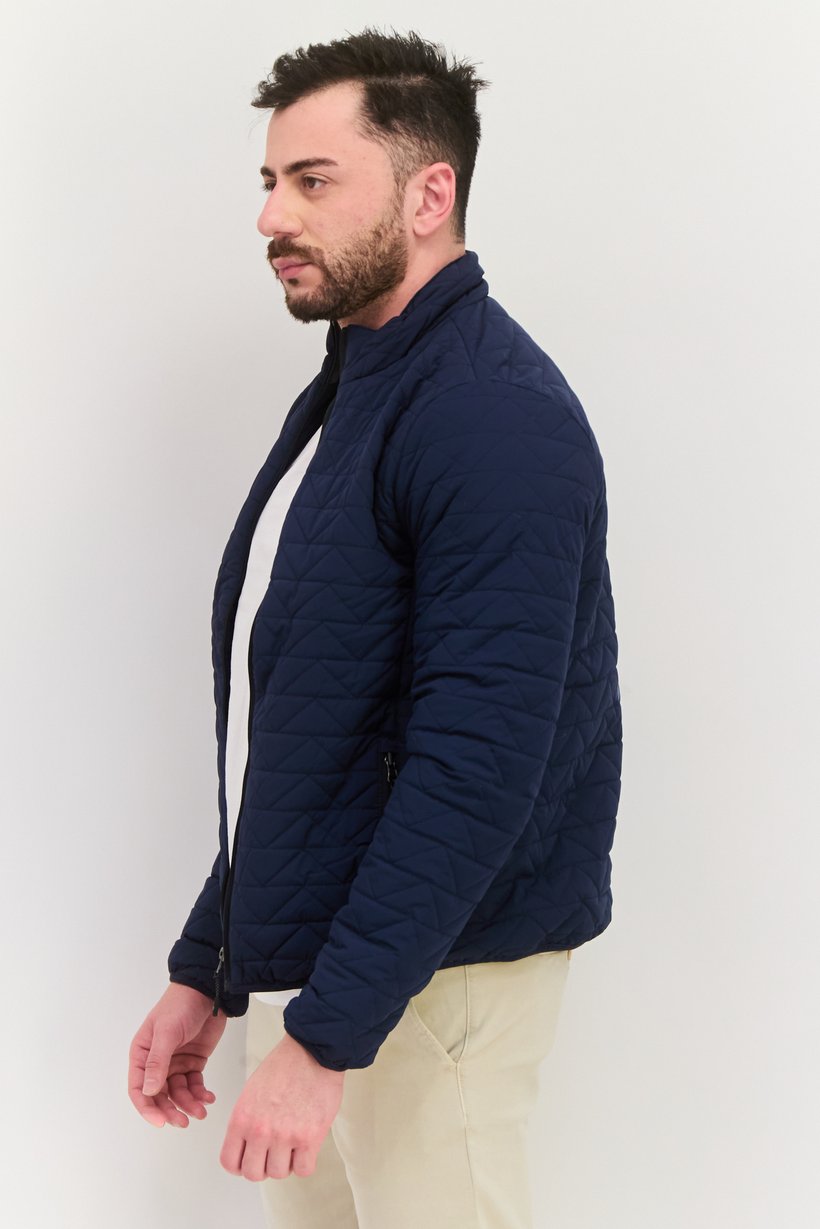 Men Quilted Puffer Jacket, Dark Navy