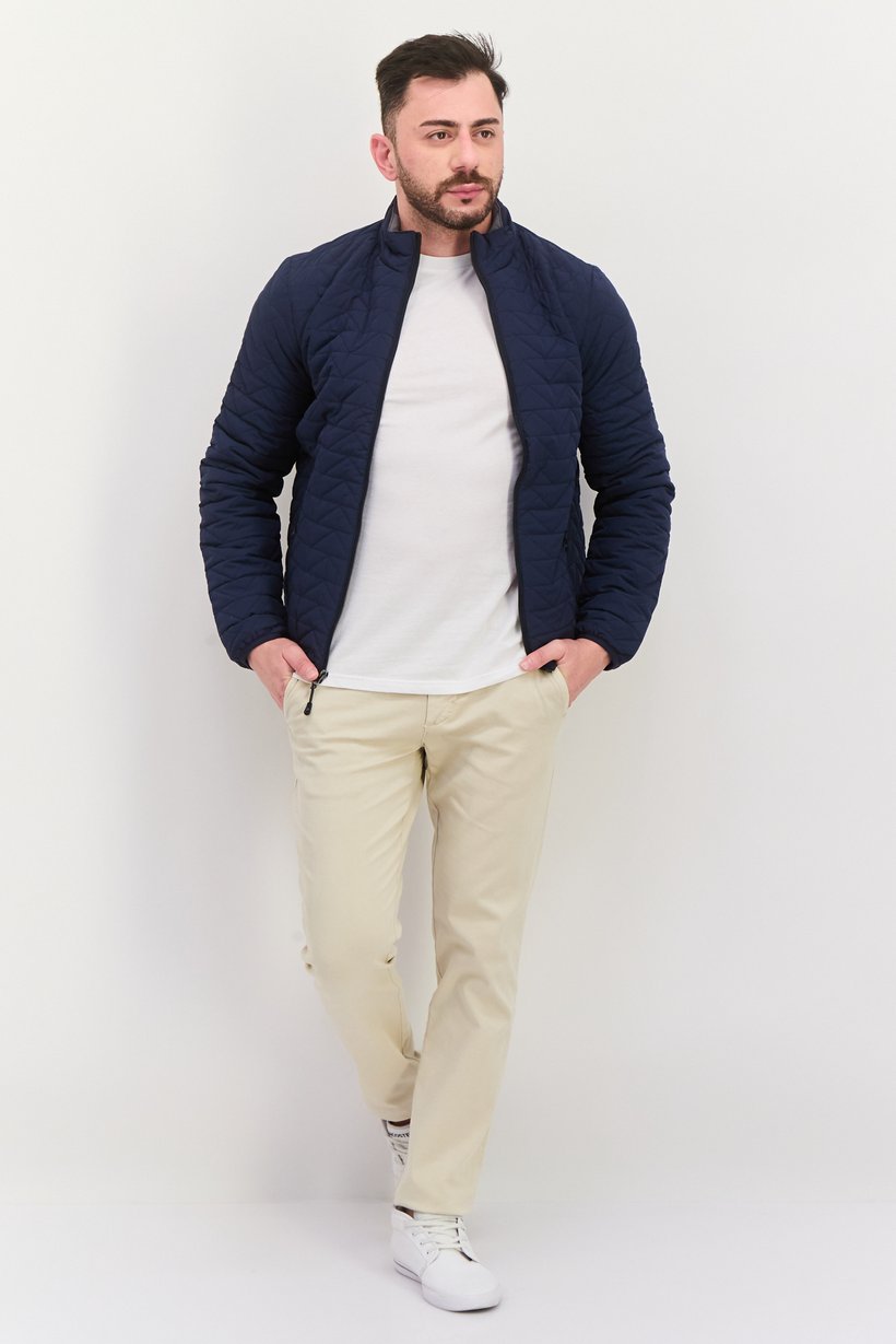 Men Quilted Puffer Jacket, Dark Navy