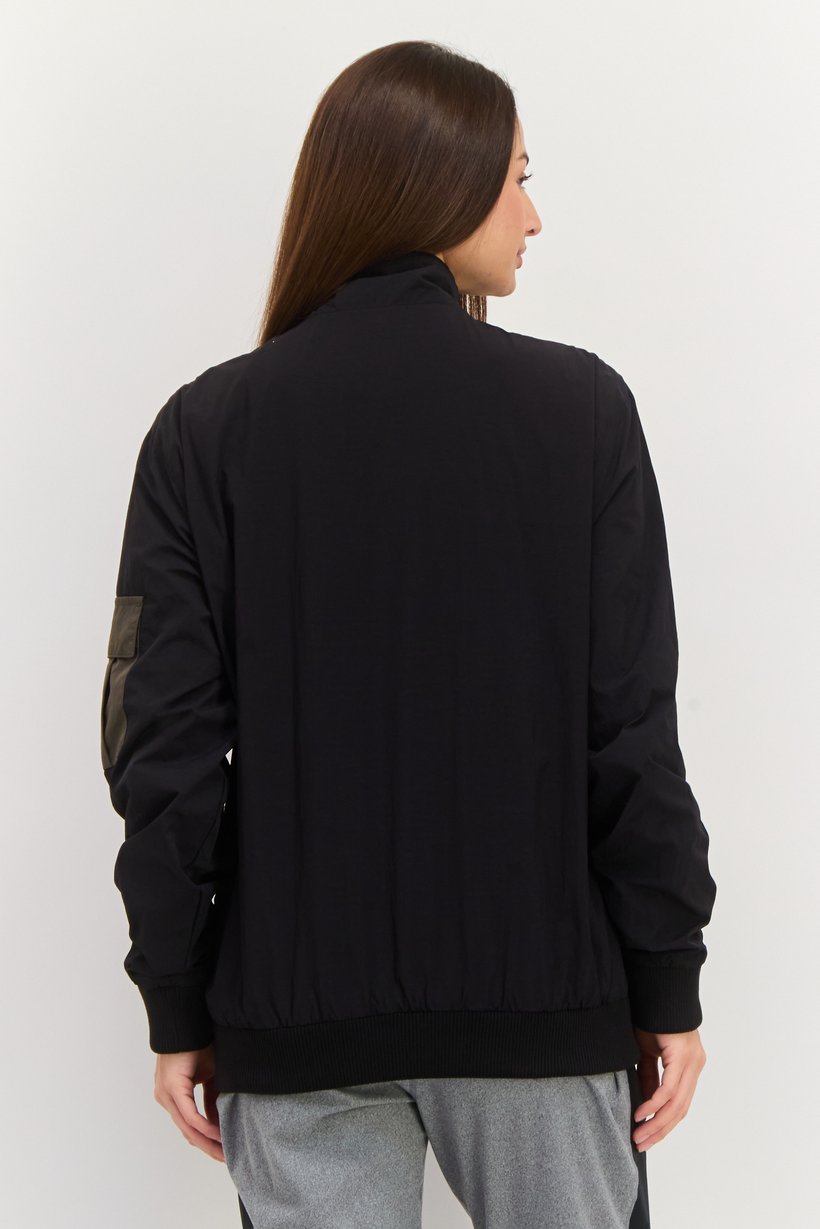 Women Embroidered Logo Softshell Jacket, Black