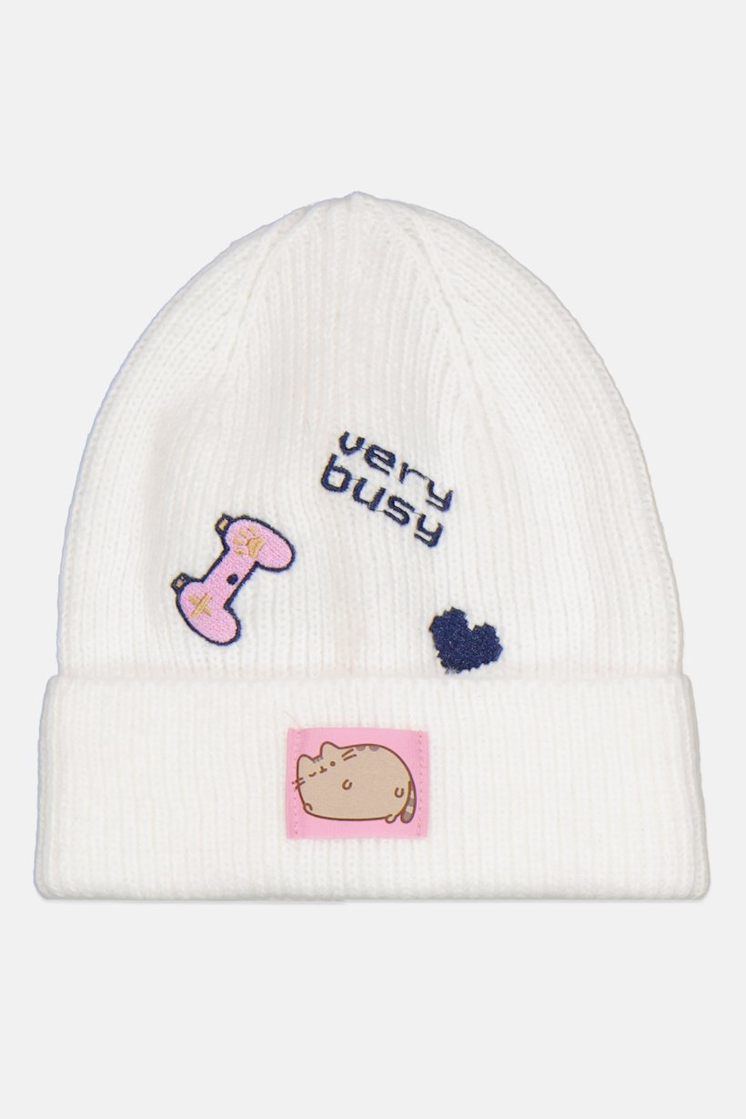 Kids Girl Graphic Beanie, White Combo
