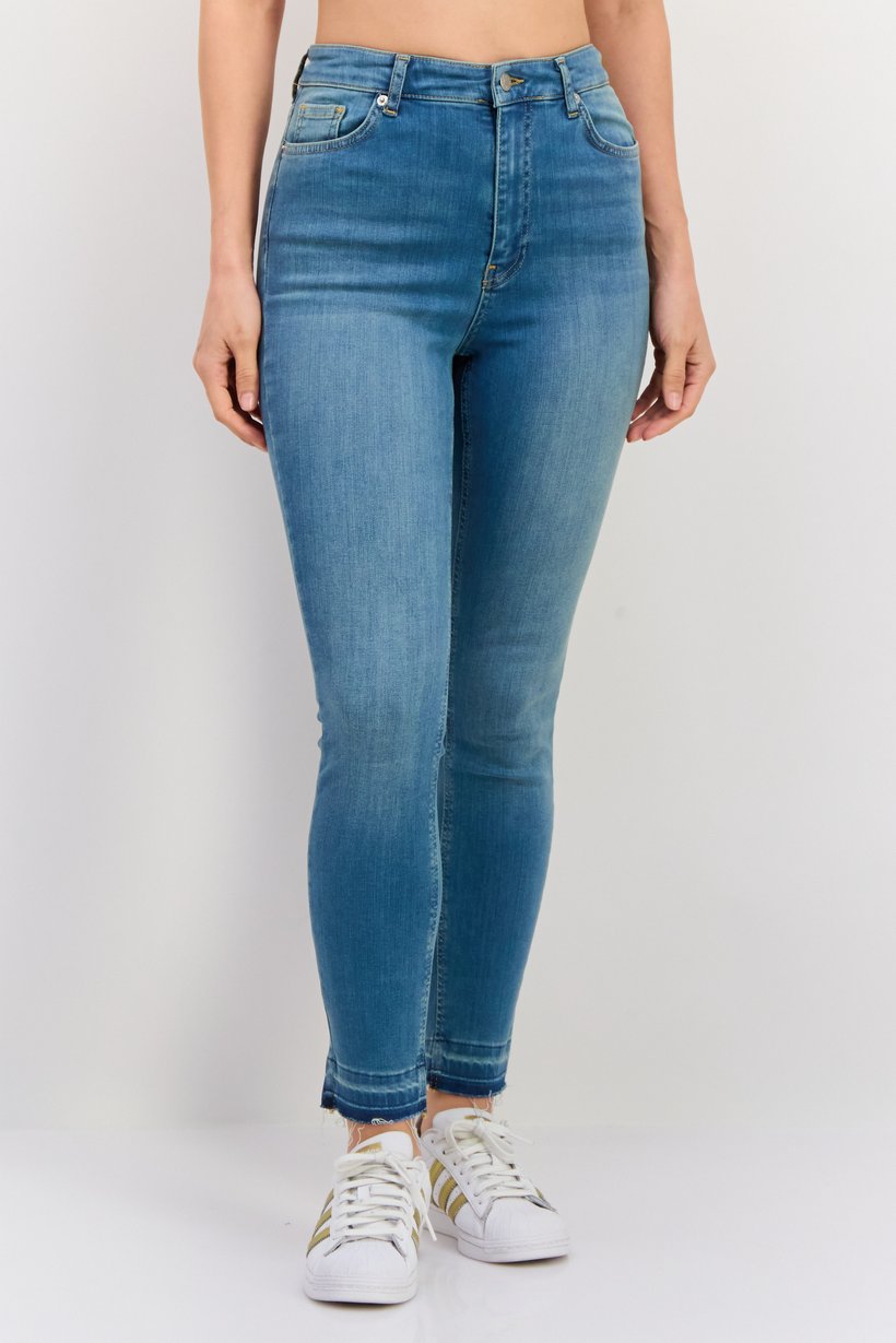 Buy NA-KD Women Regular Fit Washed Stretchable Skinny Jeans, Blue ...