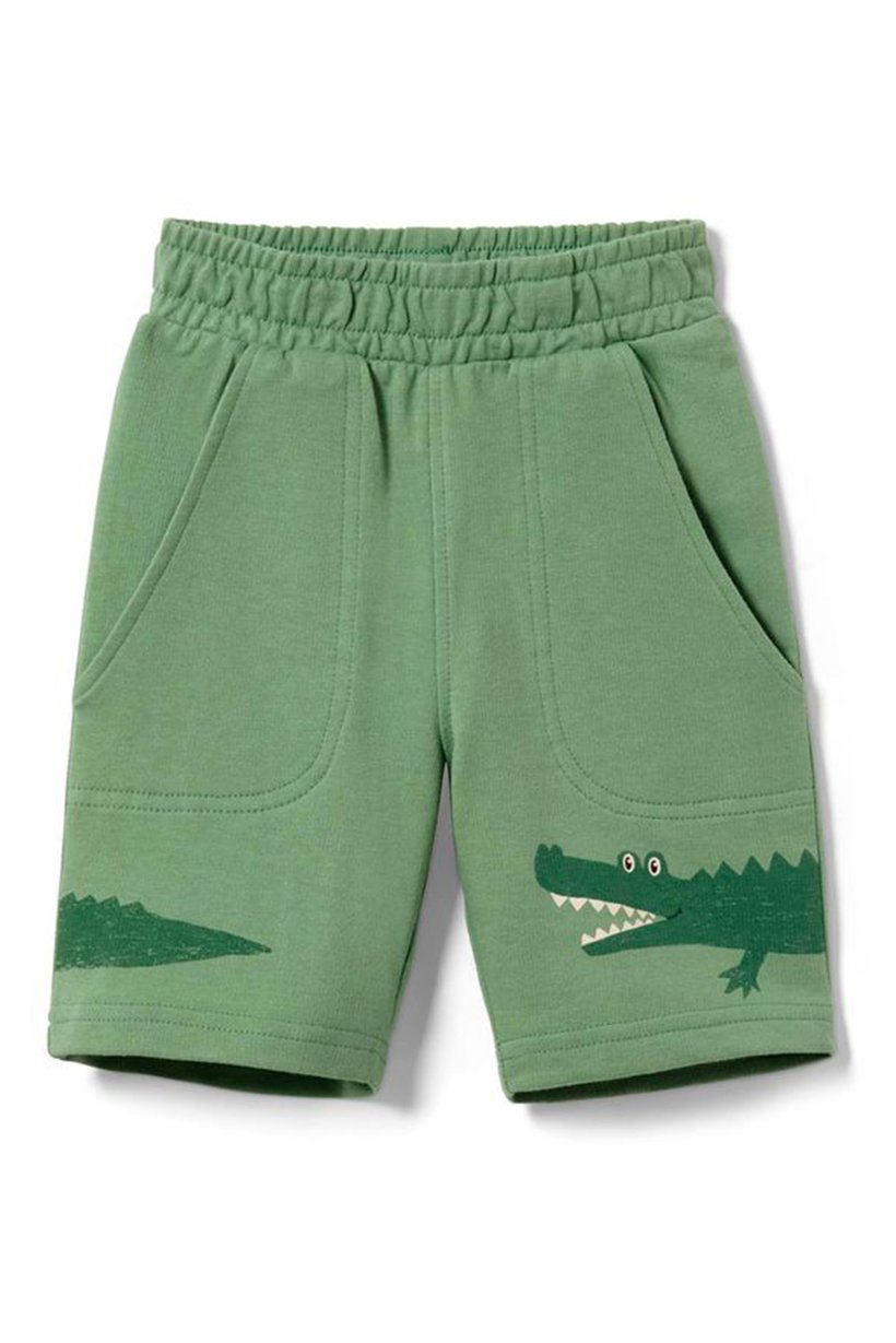 Kids Boy Graphic Print Basic Shorts, Grass Green