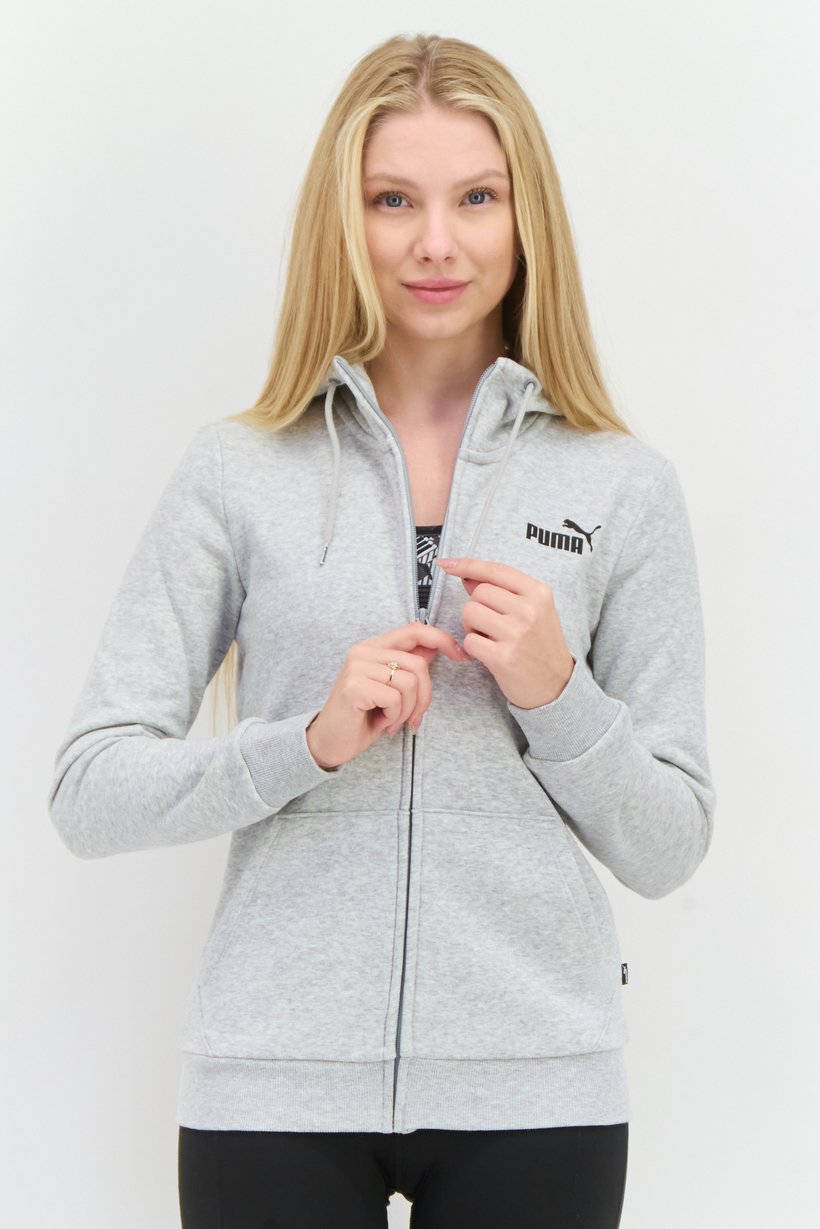 Women Sportswear Fit Long Sleeves Outdoor Hooded Jacket, Heather Grey