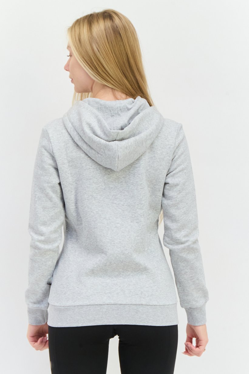 Women Sportswear Fit Long Sleeves Outdoor Hooded Jacket, Heather Grey