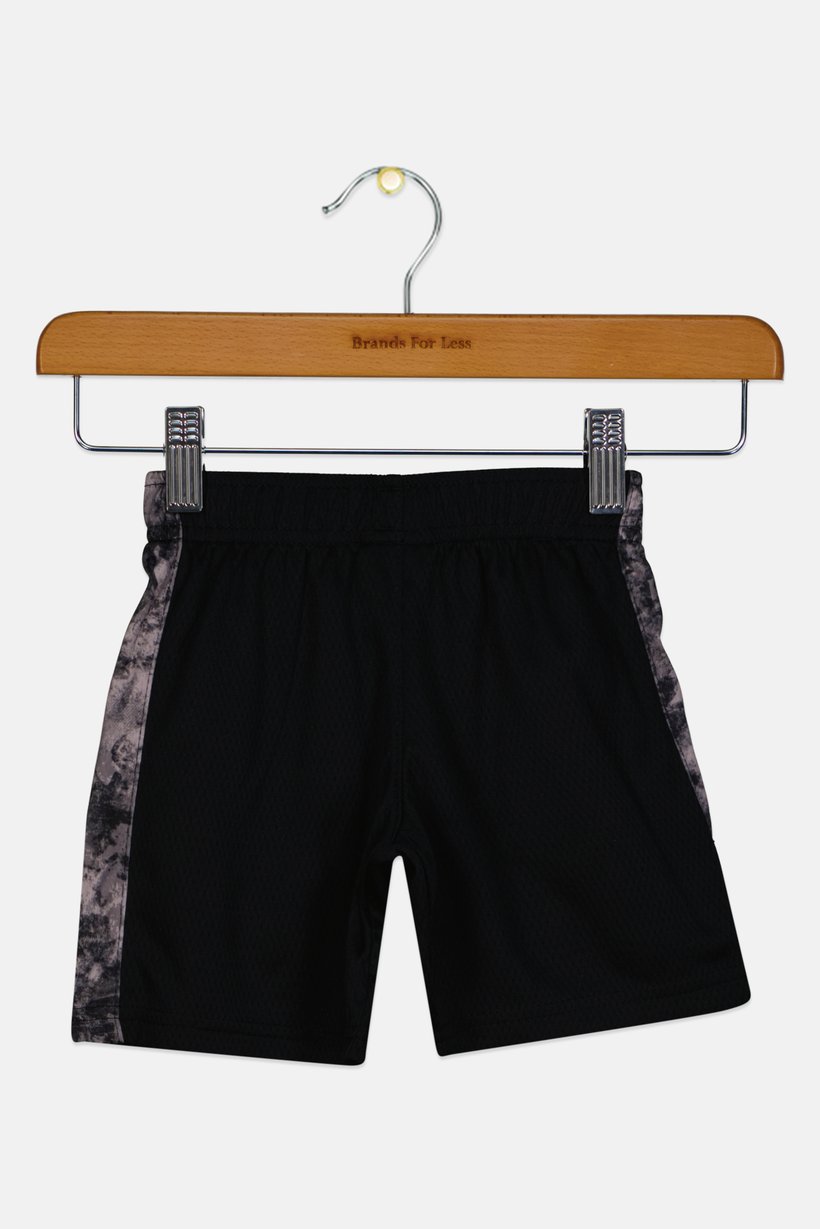 Toddlers Boy Embroidered Logo Training Shorts, Black