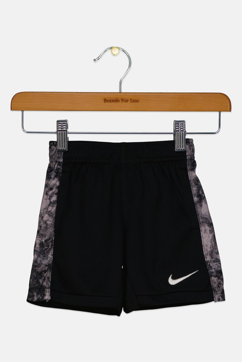 Toddlers Boy Embroidered Logo Training Shorts, Black