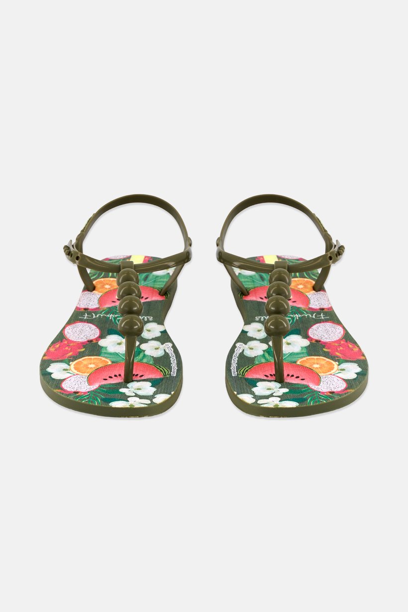 Women Class Frida Kahlo Snap Closure Sandal, olive Combo