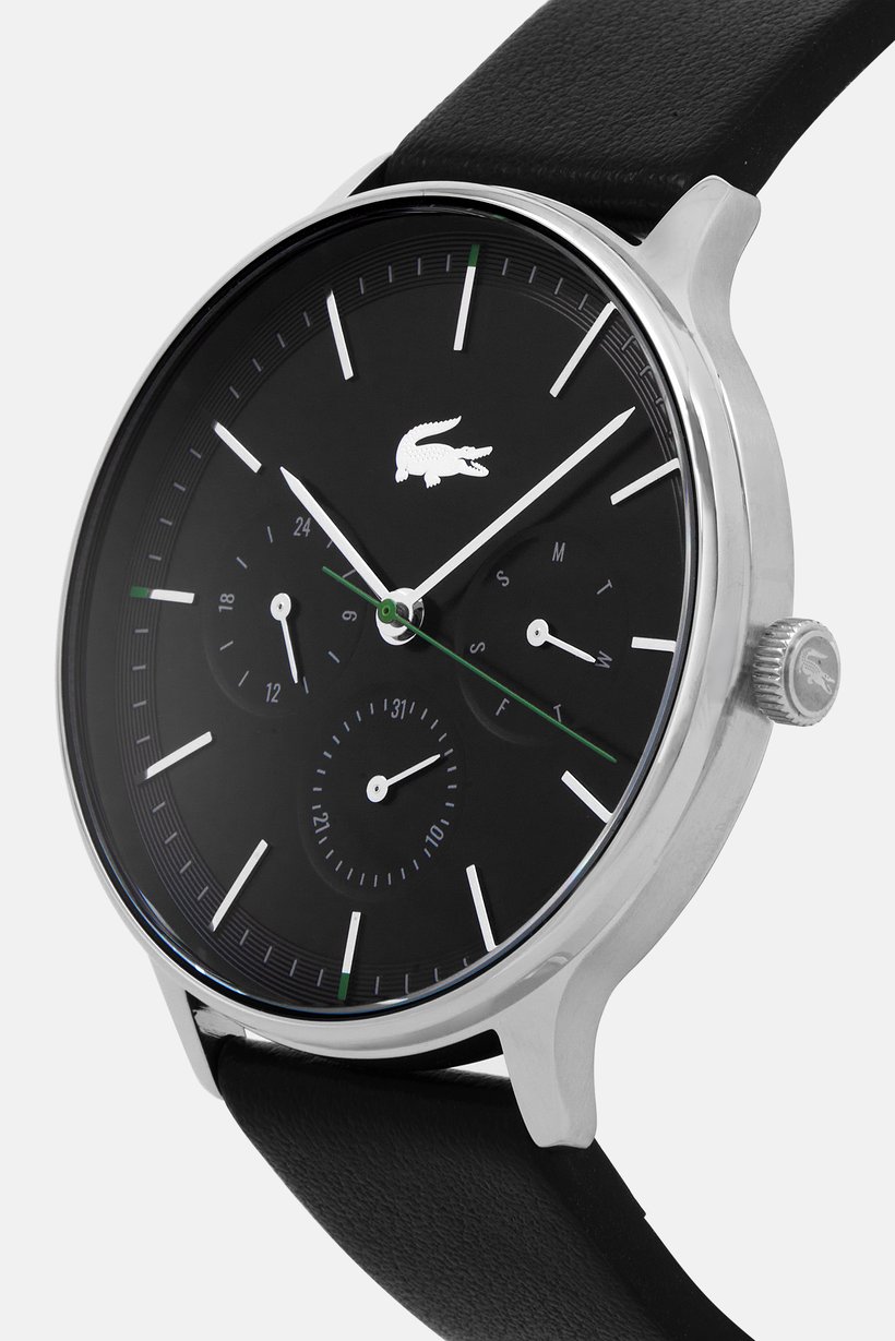 Buy Lacoste Mens 2011226 Leather Watch, Black Online | Brands For Less