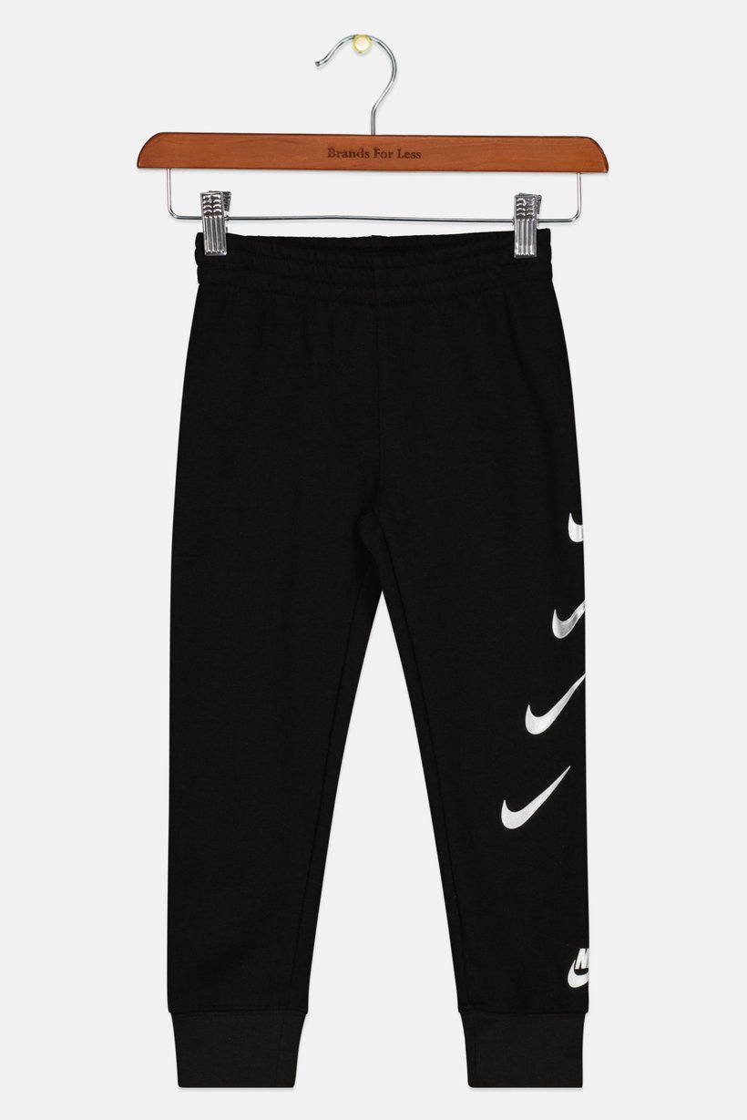 Kids Girl Sports Fit Brand Logo Jogger Pants, Black