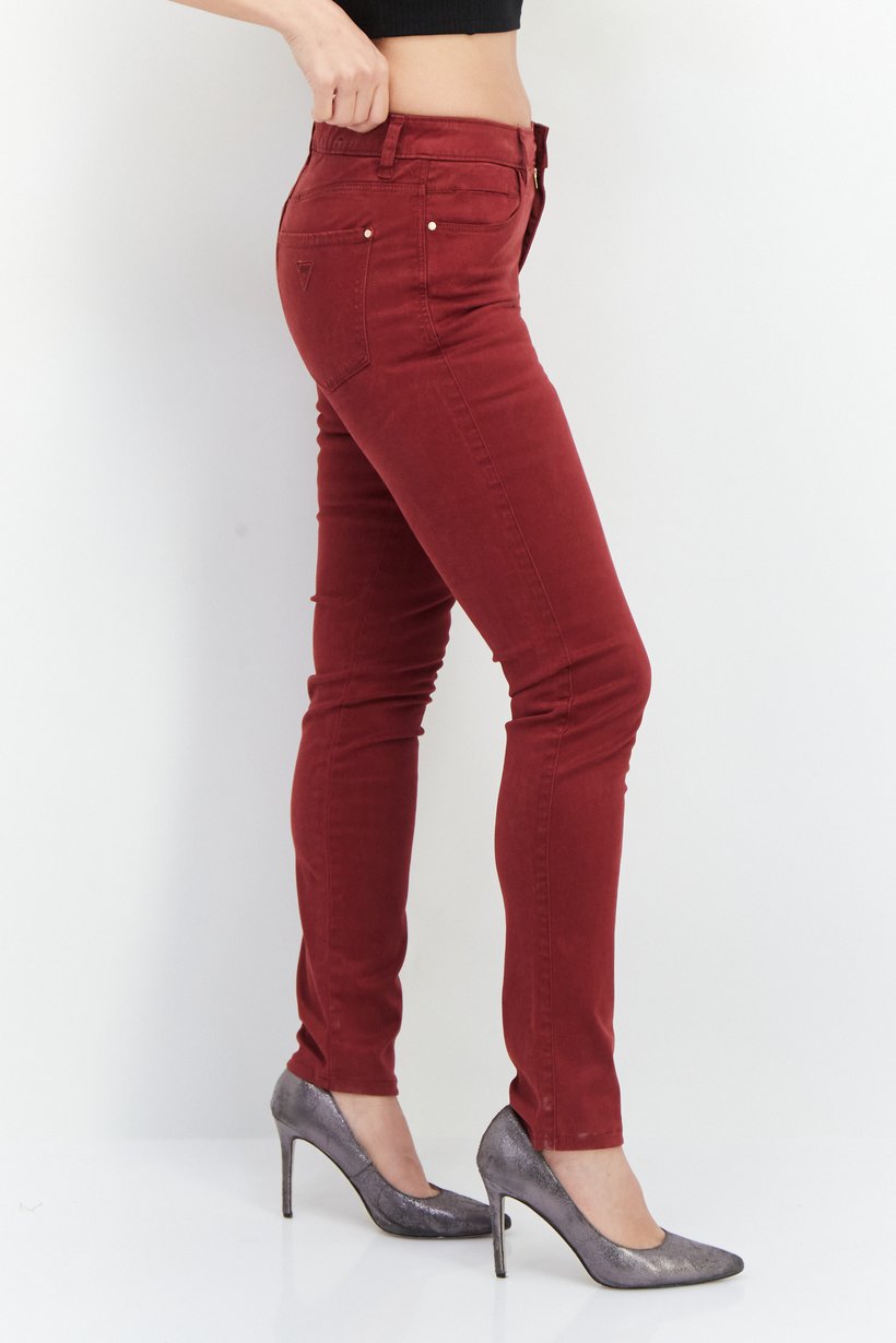 Women Skinny Fit Plain Jeans, Maroon