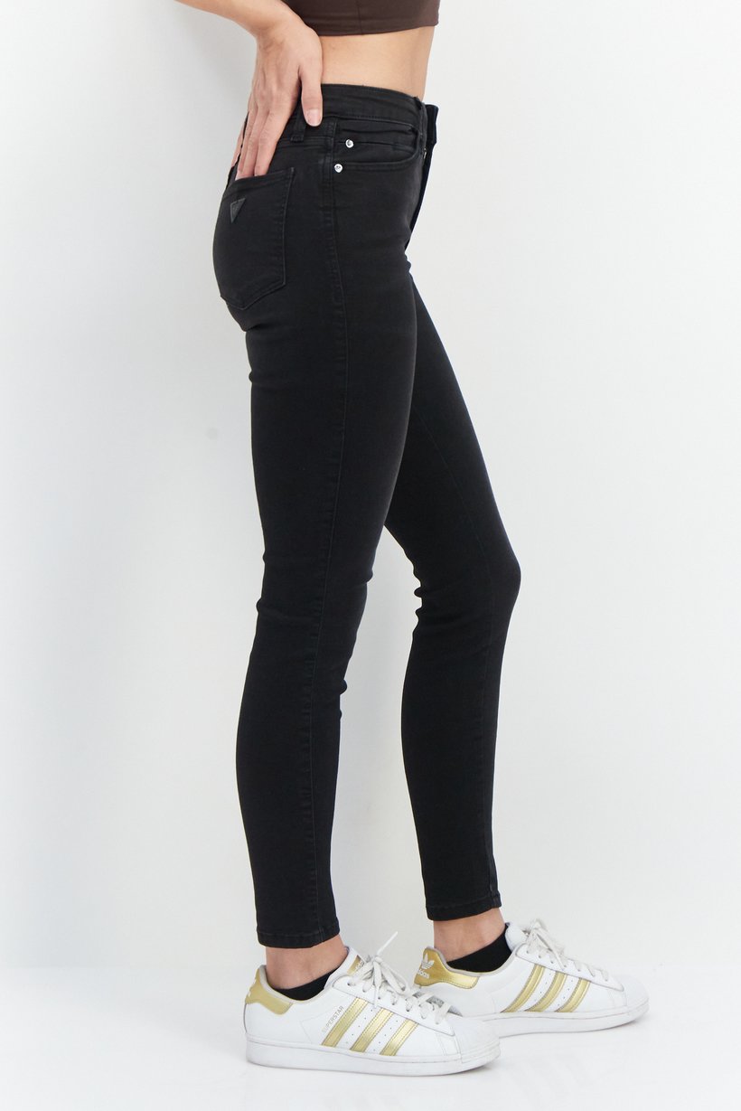 Women Skinny Fit Mid Waist Stretchable Denim Jeans, Black