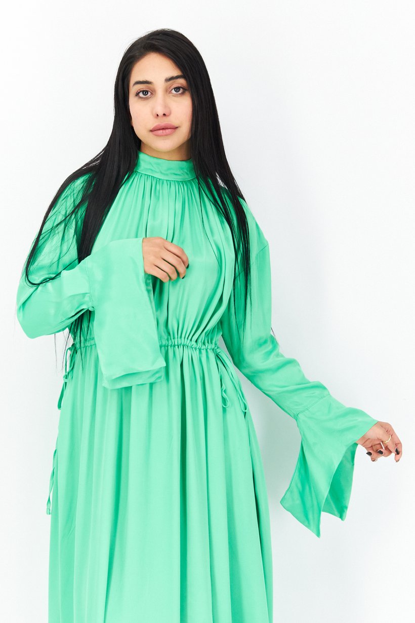 Asos Design Women Oversized Solid Drawstring Detail Maxi Dress, Green