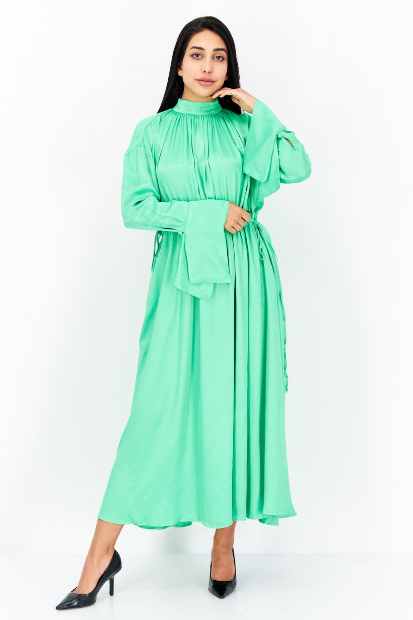Asos Design Women Oversized Solid Drawstring Detail Maxi Dress, Green