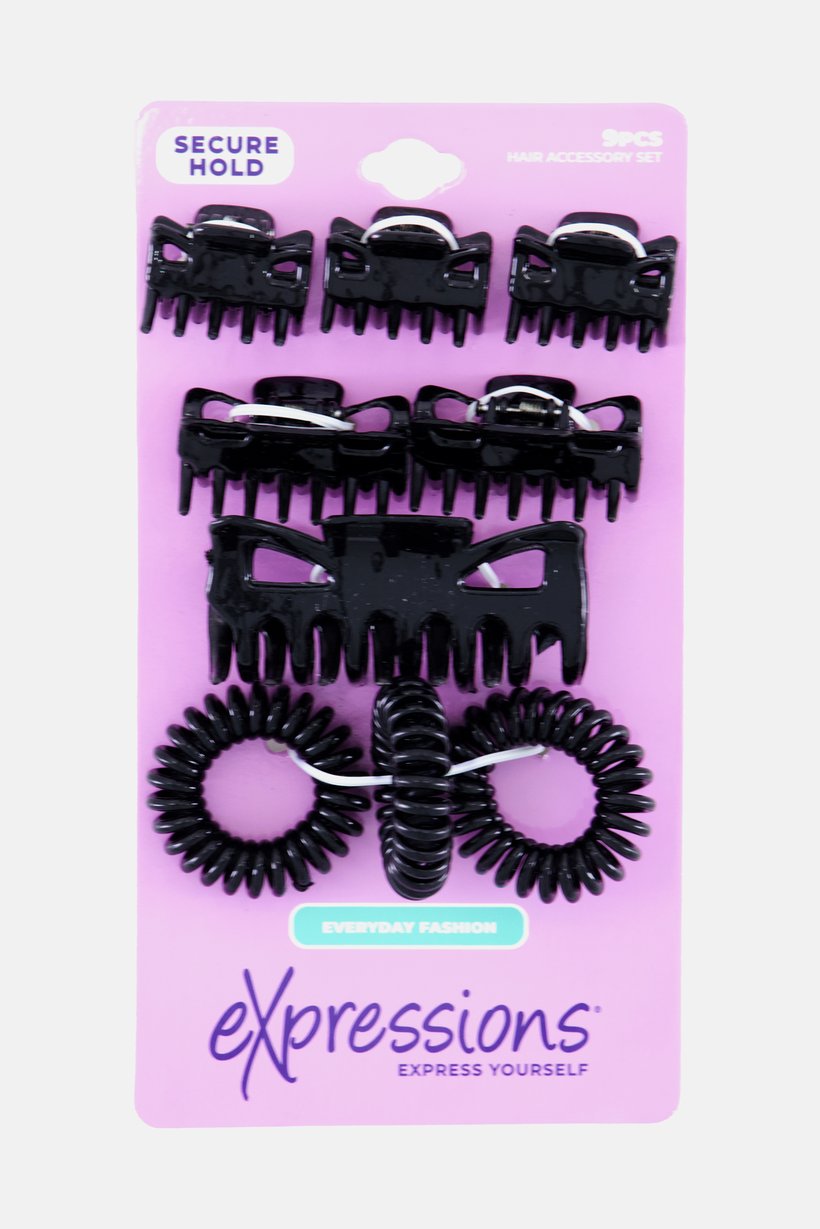 Women 9 Piece Hair Clips And Coils Set, Assorted