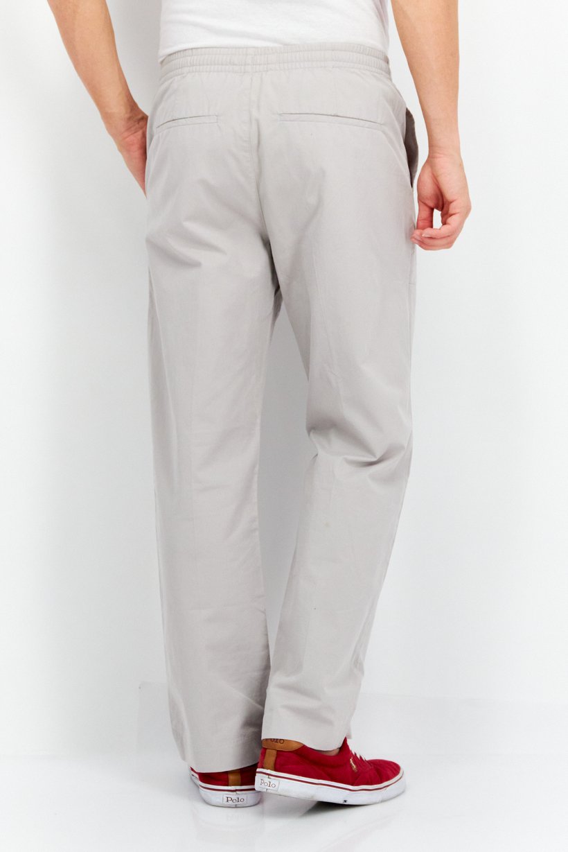 Men Regular Fit Plain Chino Pants, Grey