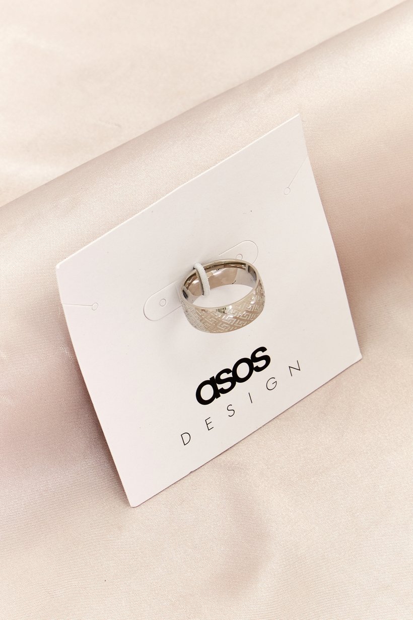 Asos Design Men Stainless Steel Band Ring, Silver