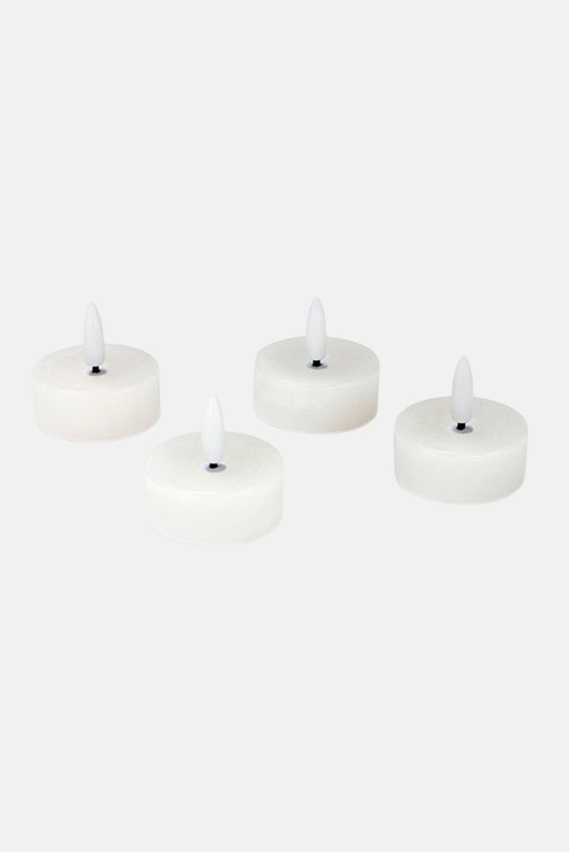4 Pieces Of  Real Wax Led Tea Lights, White