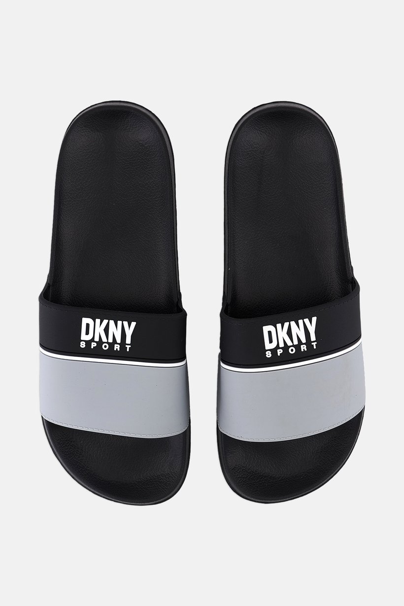 DKNY Sport Men Brand Logo Slip On Slides, Black
