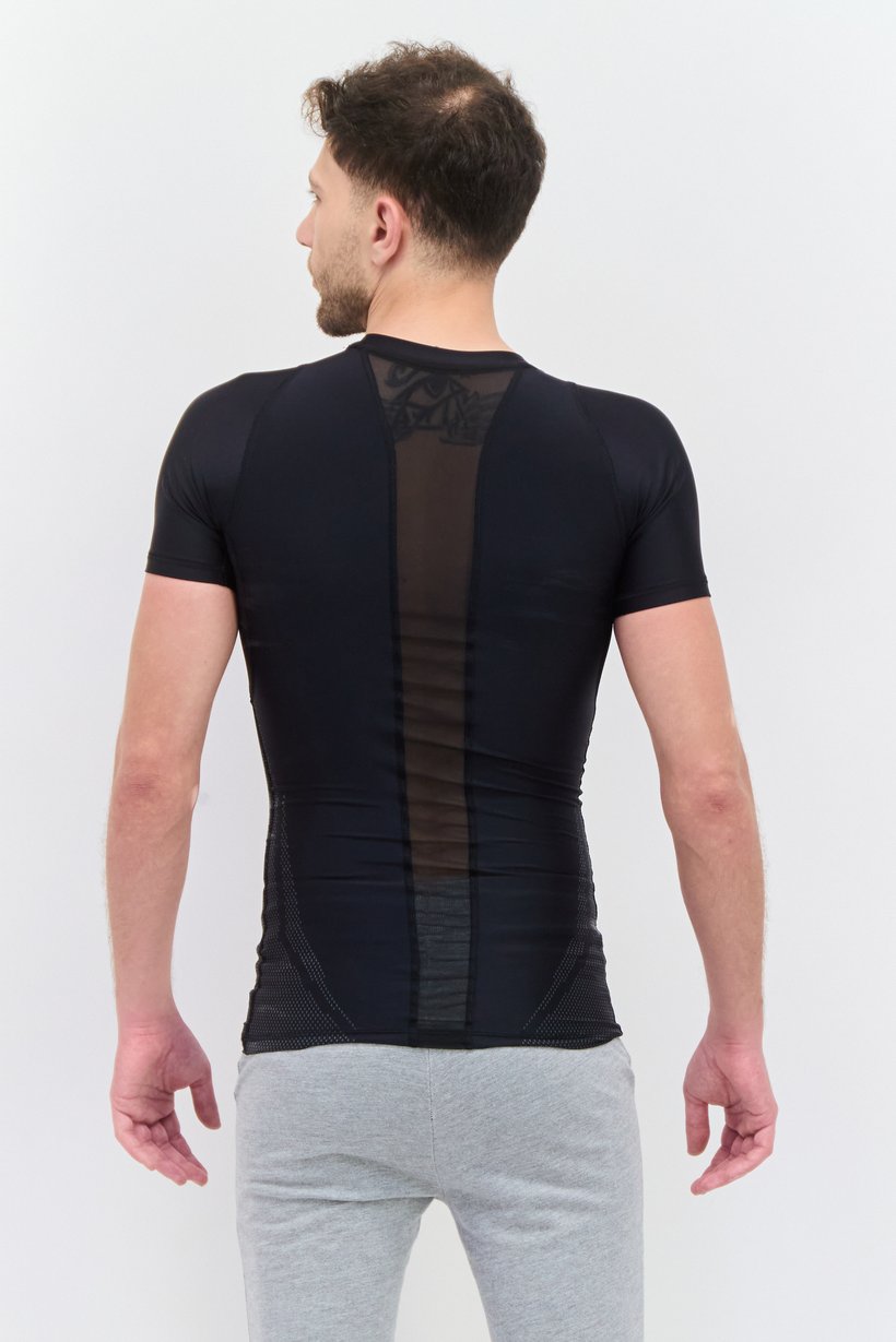 Men Sportswear Fit Brand Logo Training T-Shirts, Black