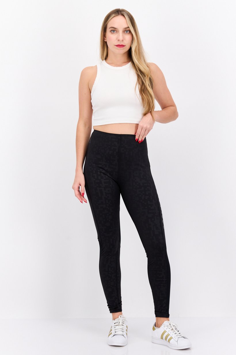 Women Sportswearr Fit Brand Logo Training Tights, Black