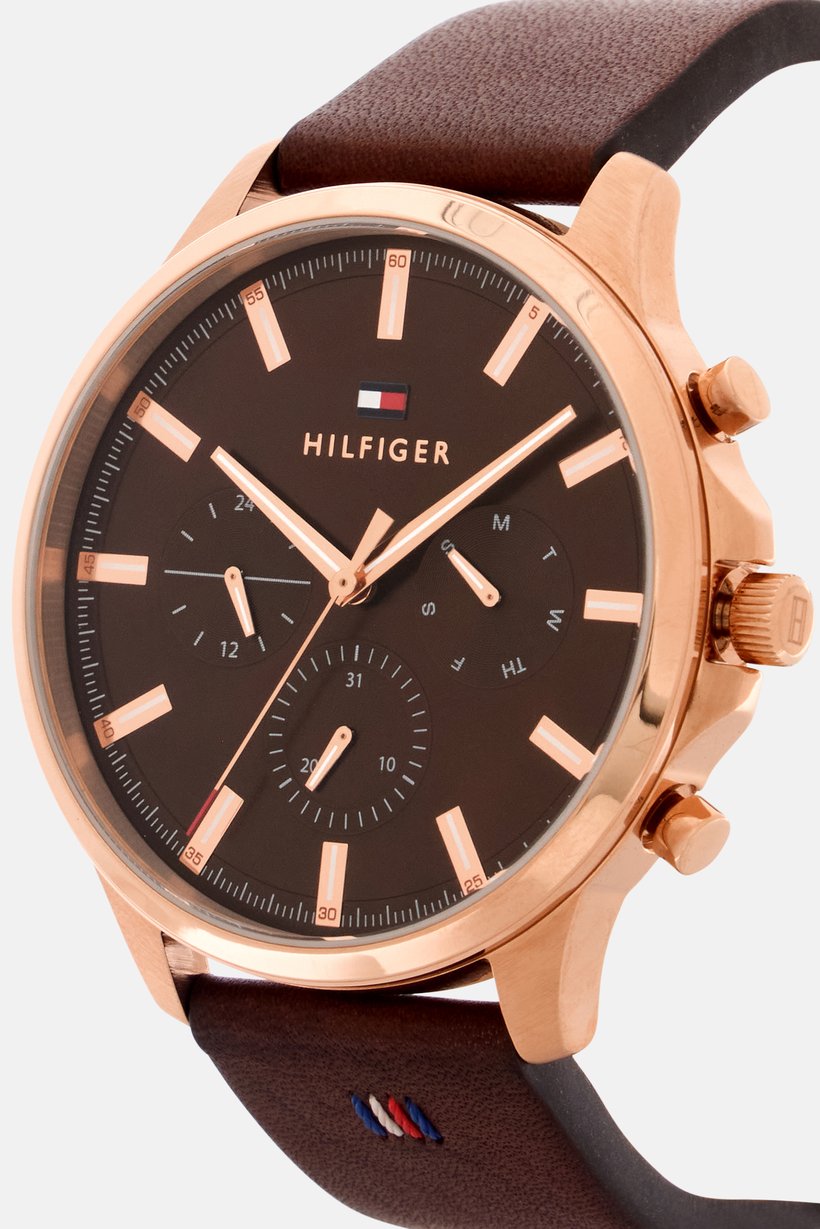 Men 1710497 Leather Watch, 44mm, Brown