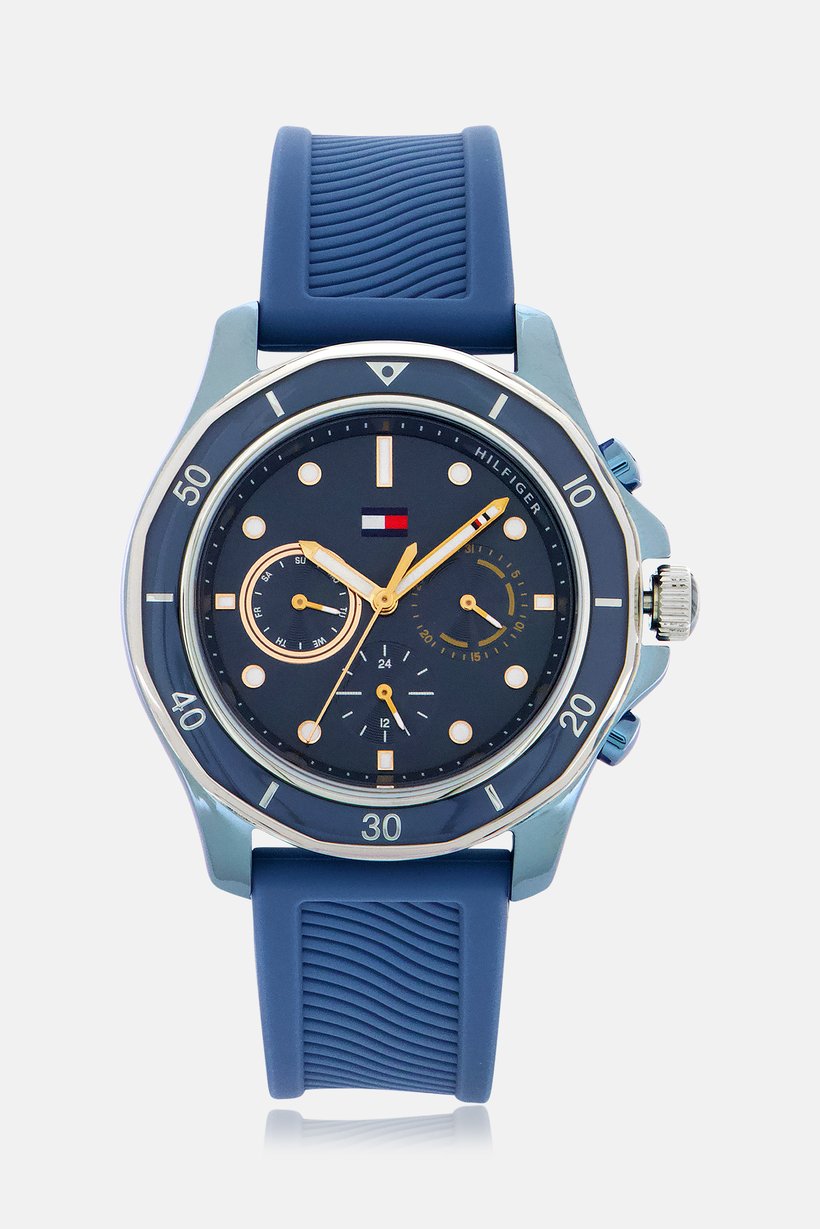 Buy Tommy Hilfiger Women 1782571 Silicone Round Watch 41mm, Blue Online ...