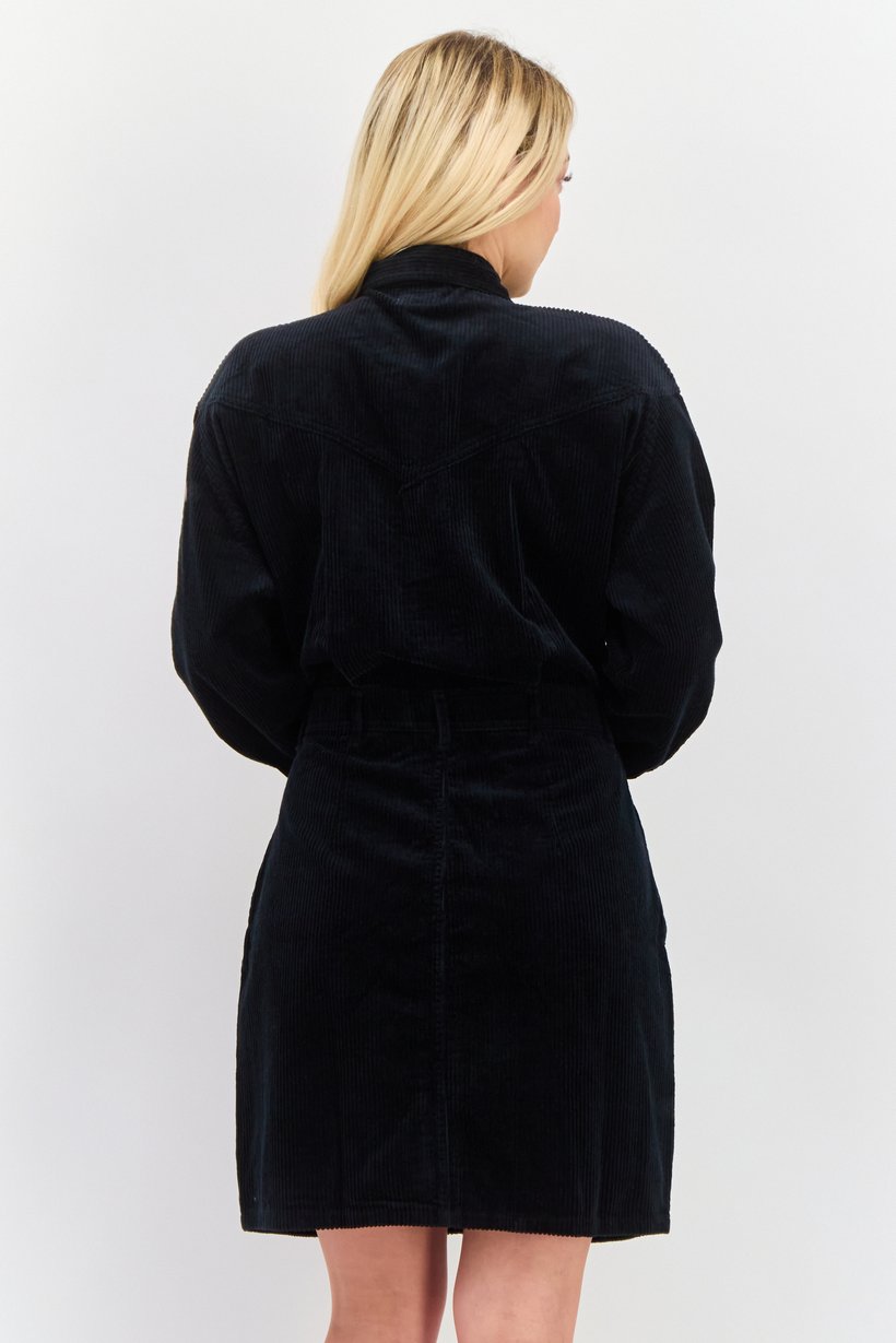 Women Corduroy Mini Dress, Black