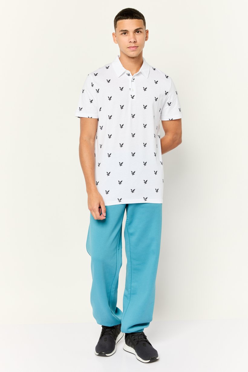 Men Regular Fit Allover Print Short Sleeves Polo Shirt, Multicolor
