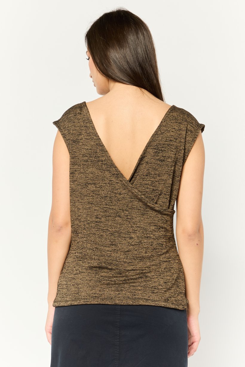 DKNY Pure Women Round Neck Sleeveless Space Dye Top, Multicolor