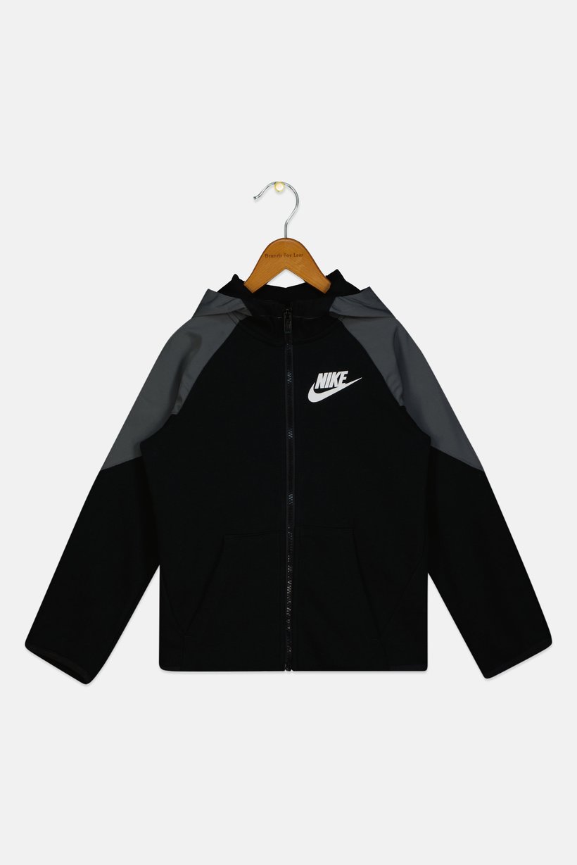 Kids Boy Sportswear Fit Long Sleeve Outdoor Full Zip Sweatshirt, Black