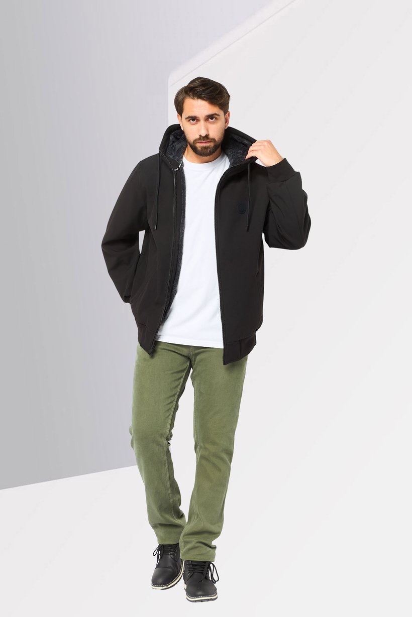 Men Brand Logo Hooded Parka Jacket, Black
