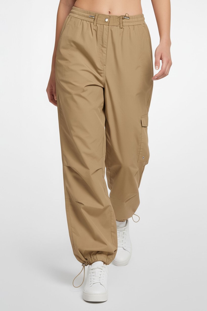 Women Regular Fit Plain Track Pants, Beige