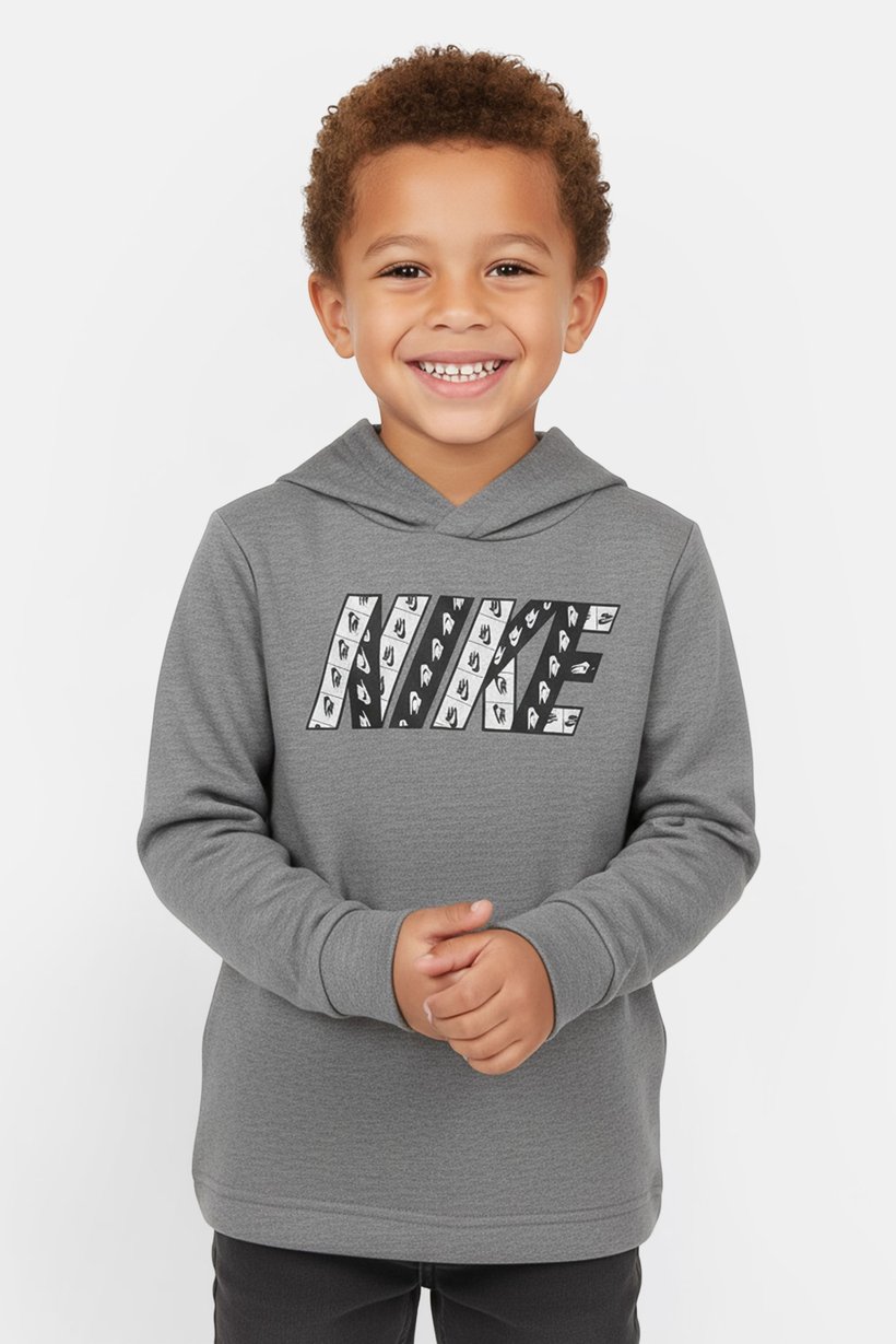 Toddlers Boy Sportswear Fit Brand Logo Outdoor Hoodie, Heather Grey