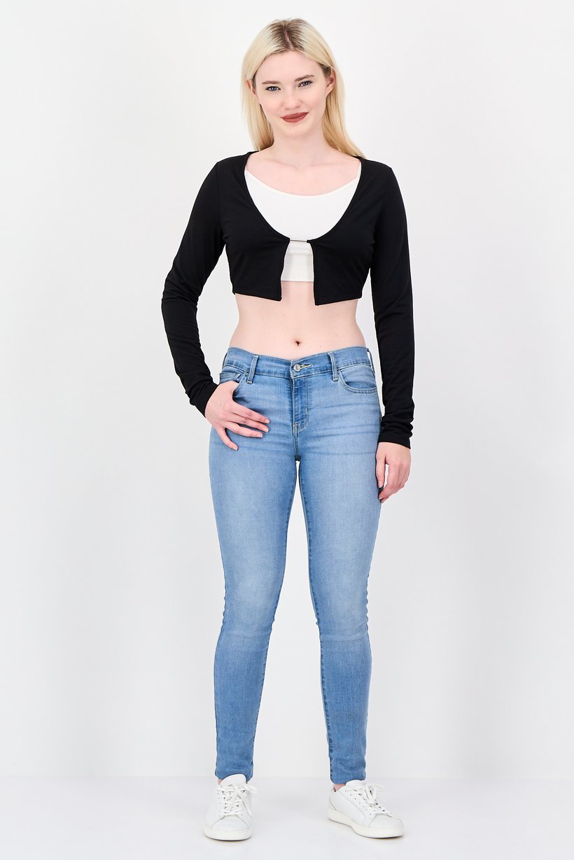 Women Scoop Neck Full Sleeve Plain Top, Black