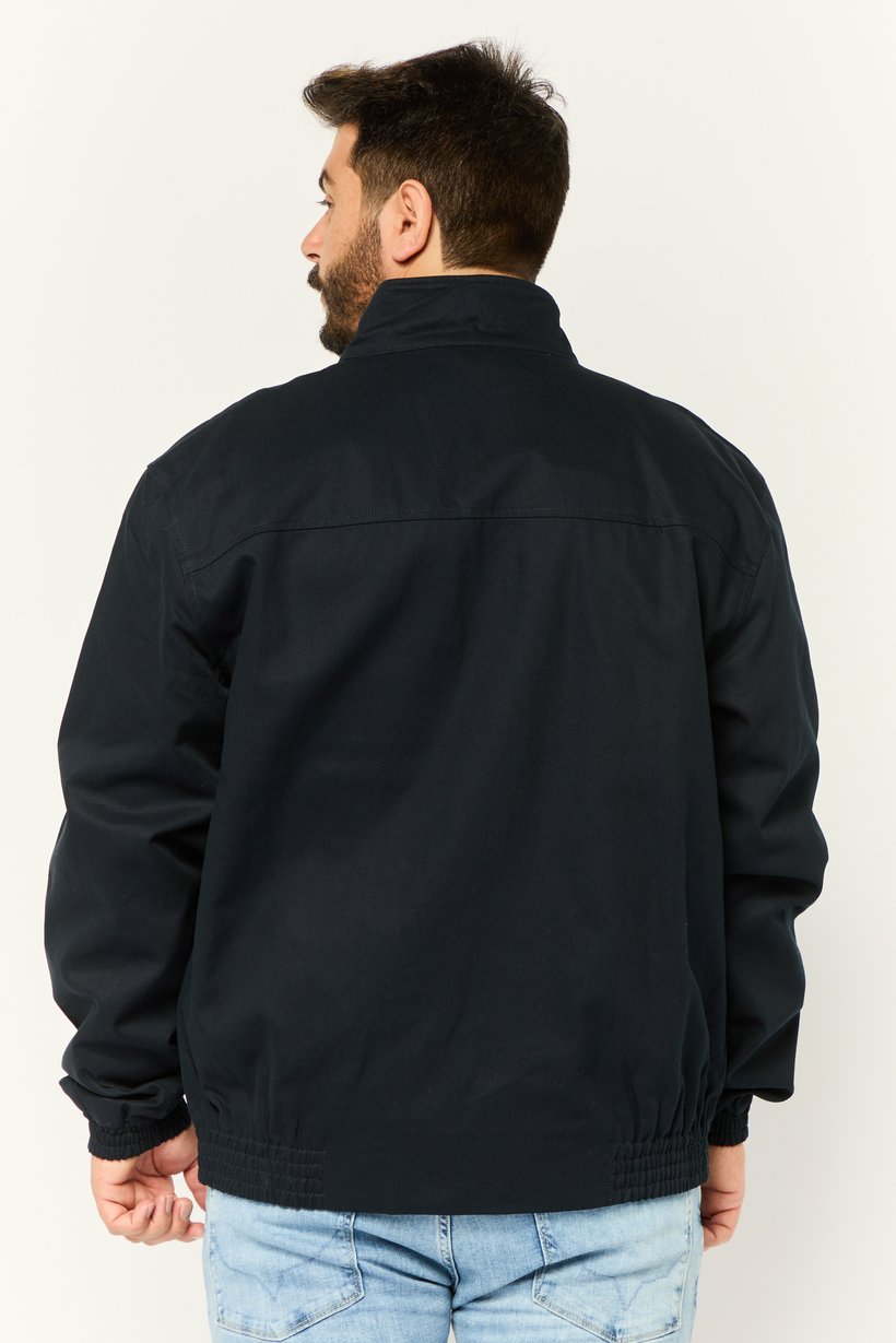 Men Brand Logo Soft Shell Jacket, Navy Blue