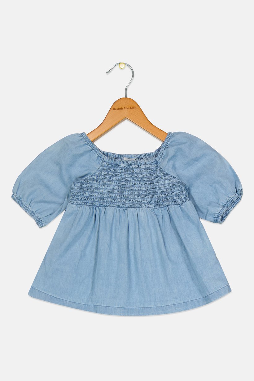 Toddlers Girl Textured Dress, Slate Blue