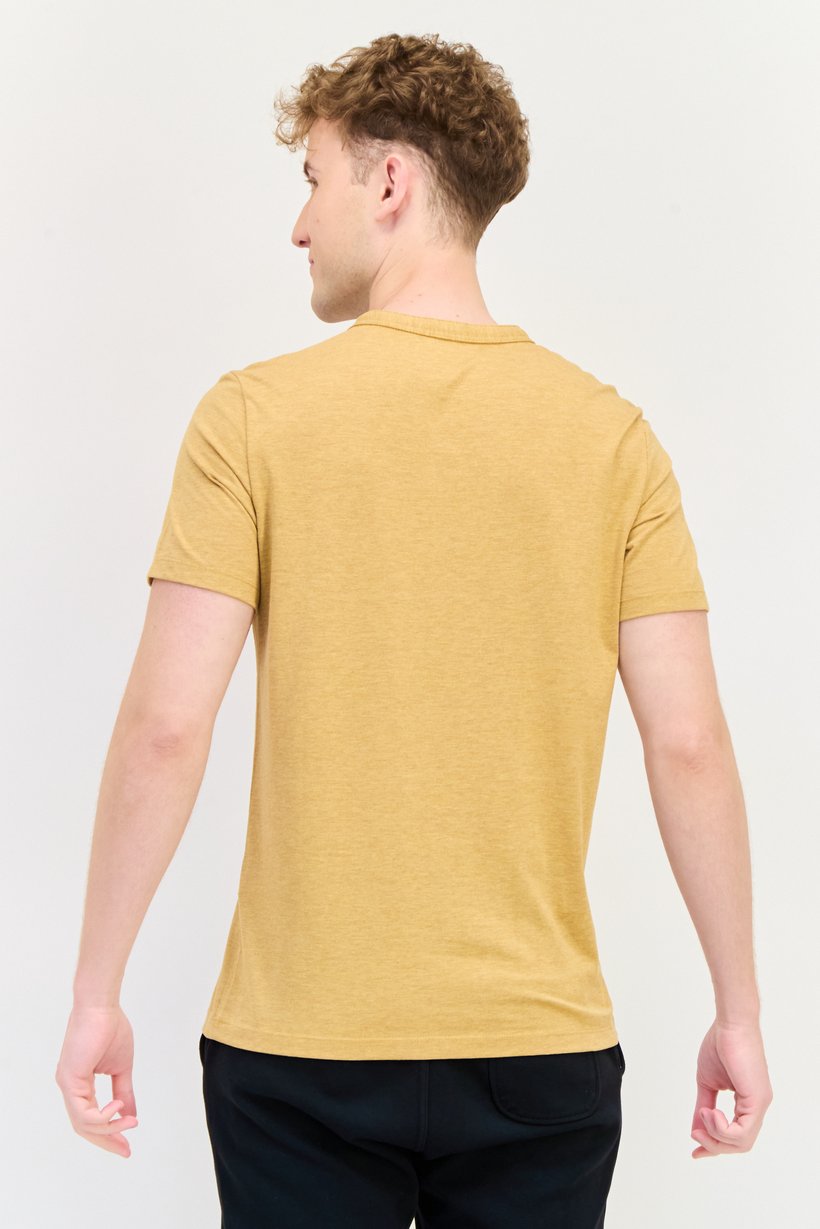 Men Split Neck Short Sleeve Solid Hurley T-Shirt, Mustard