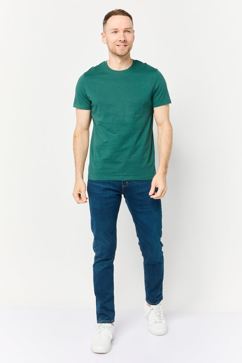 Men Crew Neck Short Sleeve Plain T-shirt, Green