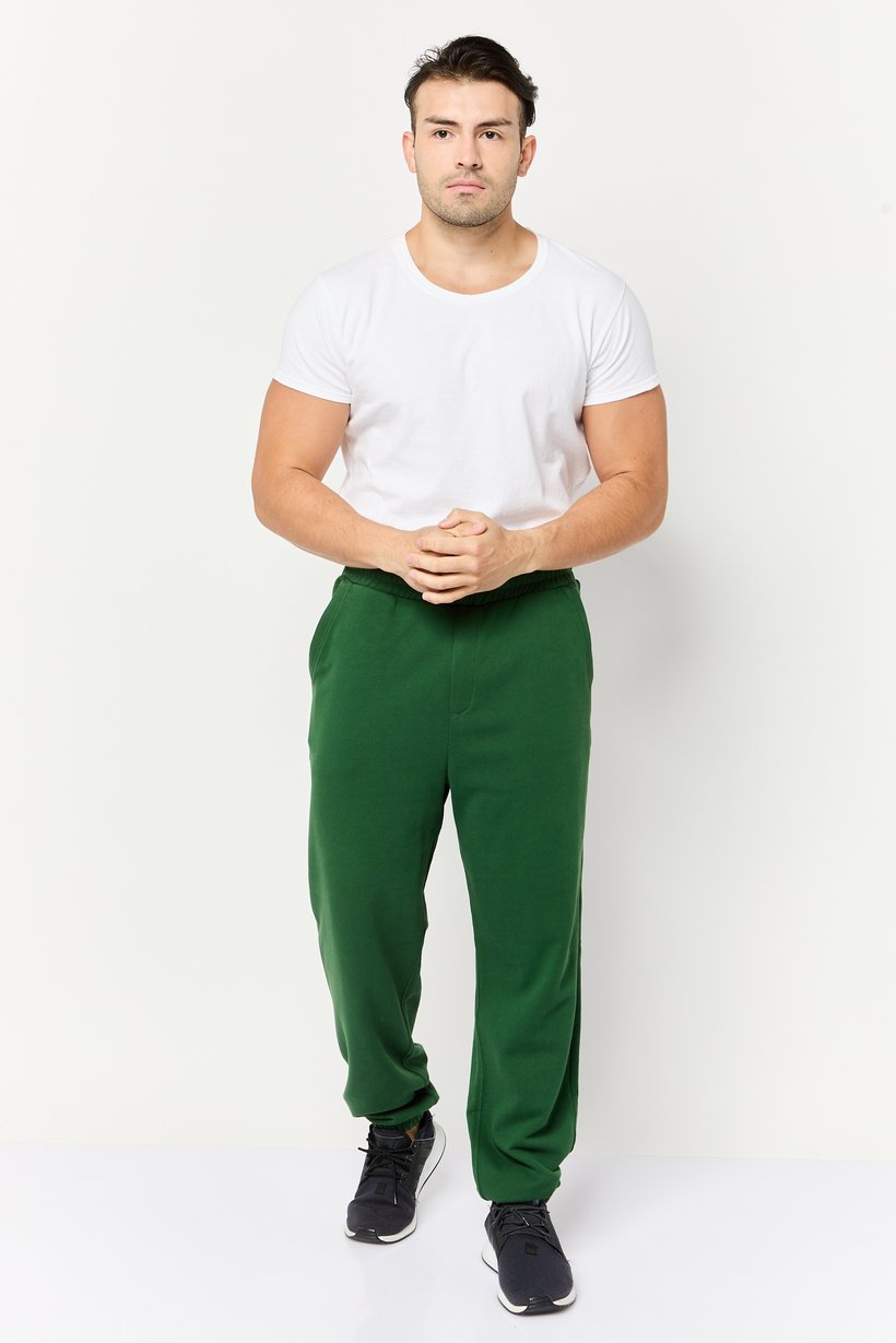 Men Regular Fit Solid Sweatpants, Green