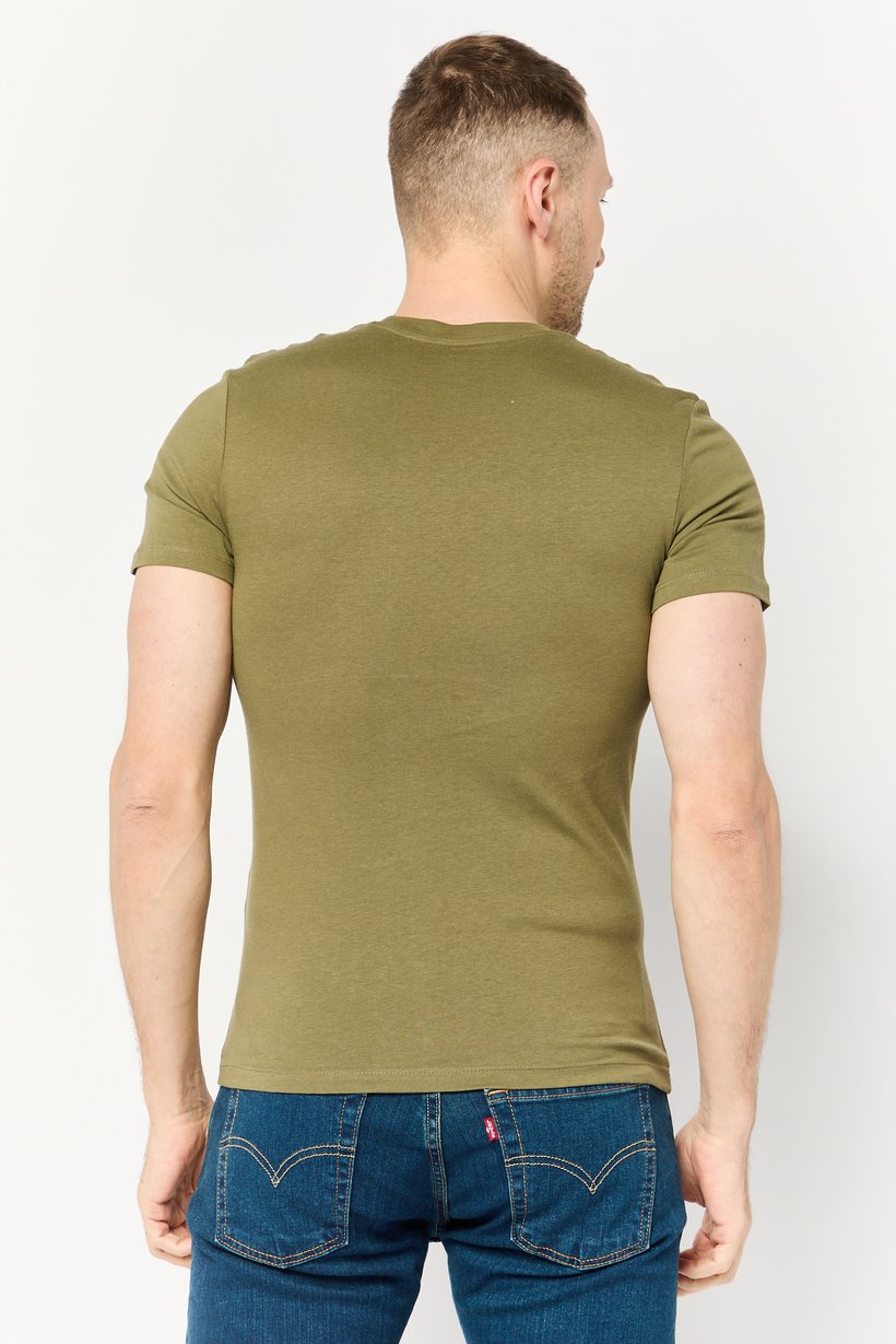 Men Crew Neck Short Sleeve Plain T shirt, Olive