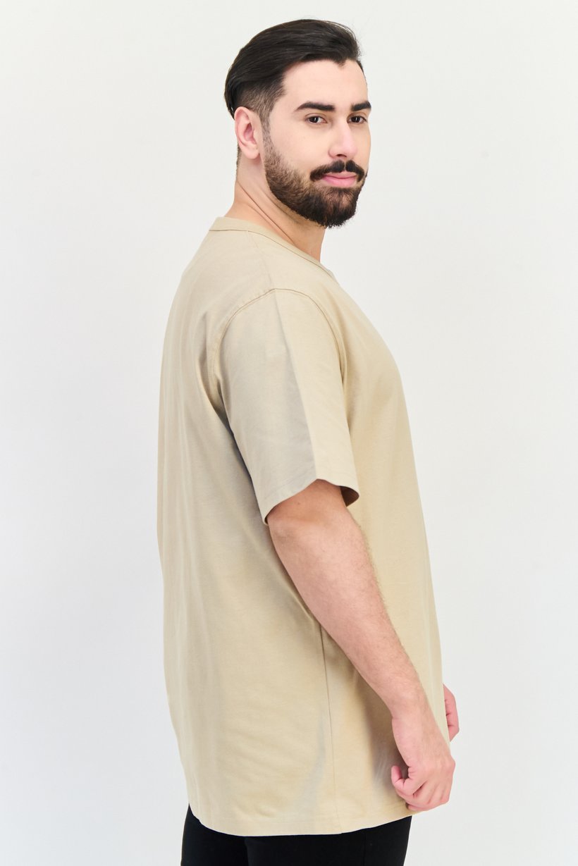 Men Crew Neck Short Sleeve Solid T Shirt, Light Taupe