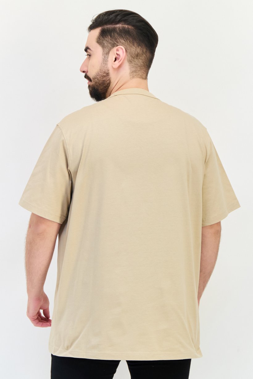 Men Crew Neck Short Sleeve Solid T Shirt, Light Taupe
