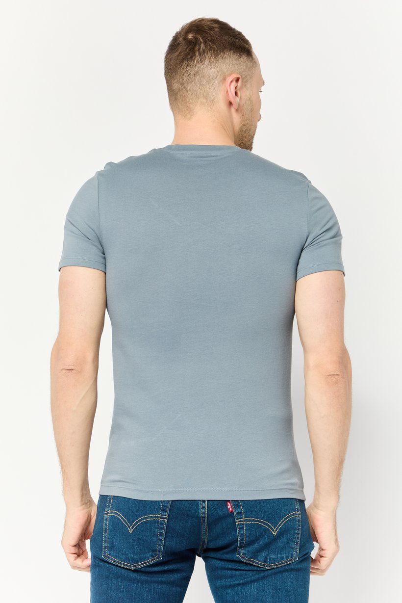 Men Crew Neck Short Sleeves Solid T-Shirt, Dusty Blue