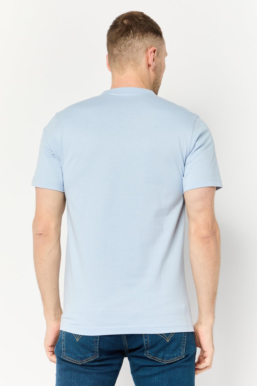 Men Crew Neck Short Sleeve Solid T Shirt, Light Blue