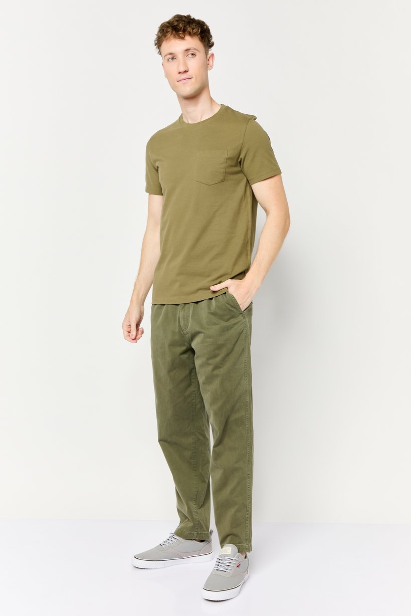 Men Crew Neck Short Sleeve Plain T-shirt, Olive