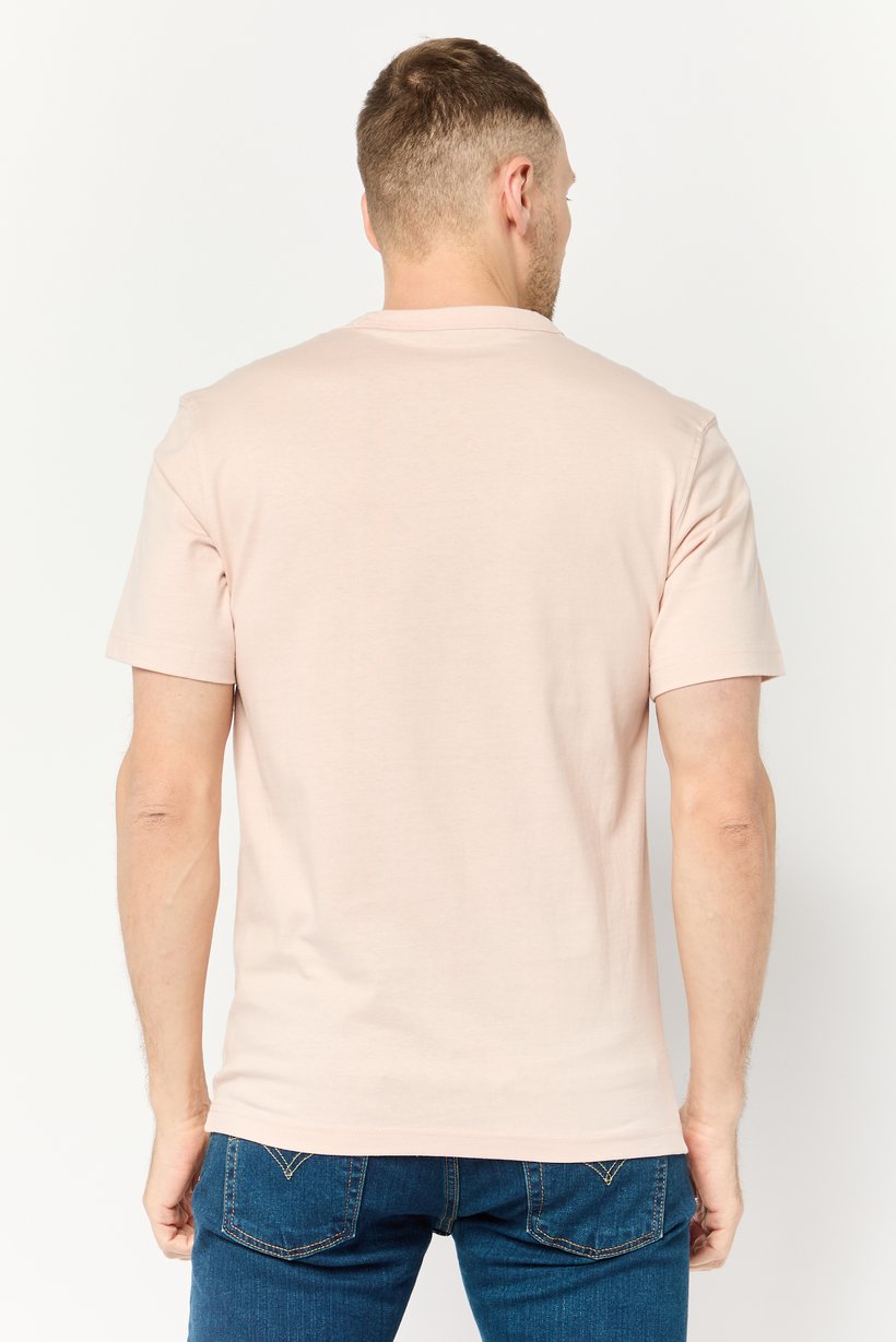 Men Crew Neck Short Sleeves Plain T-Shirt, Light Pink