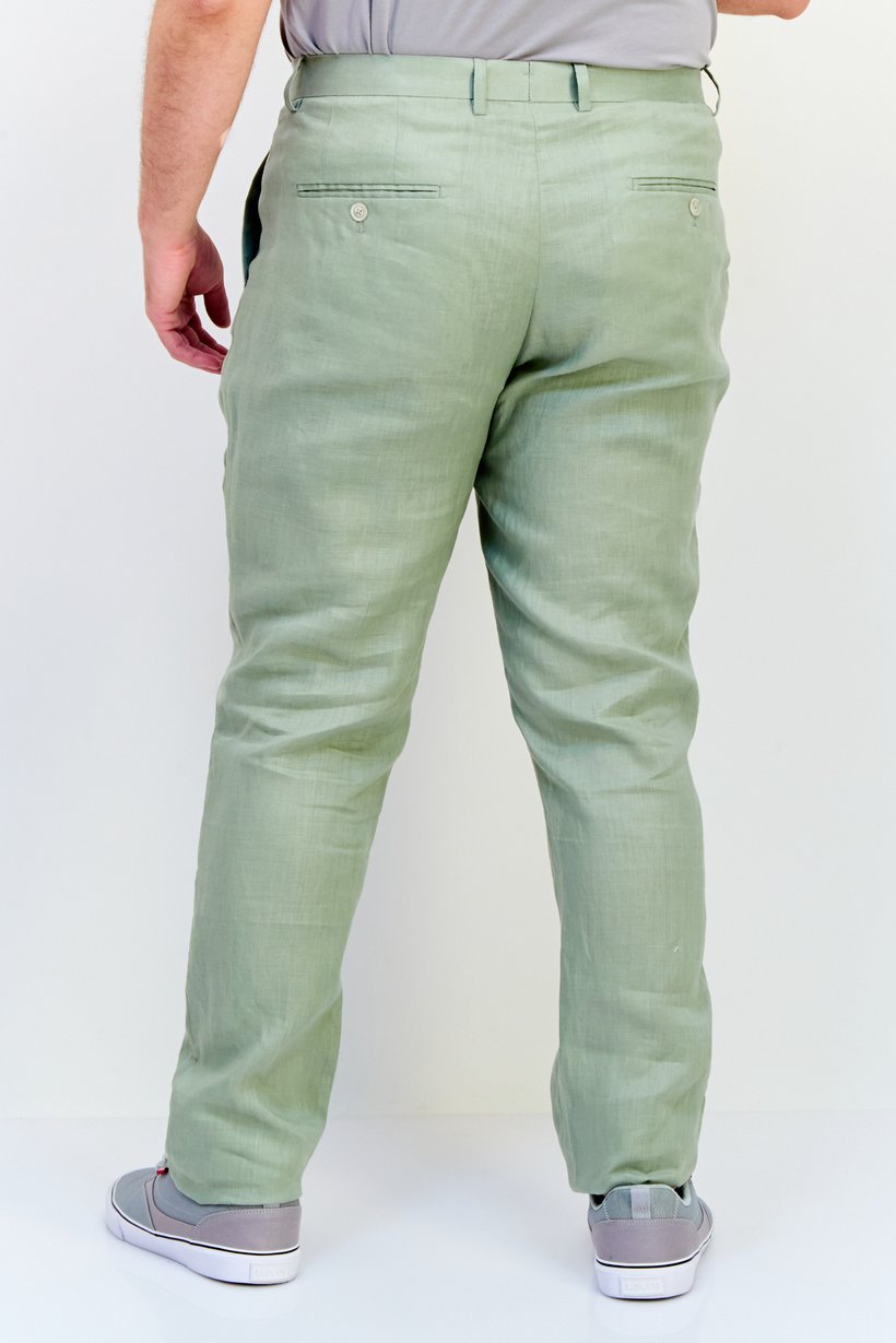 Men Regular Fit Plain Dress Pants, Sage Green