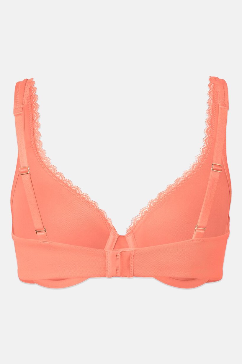 Women Solid Non Padded Bra, Coral