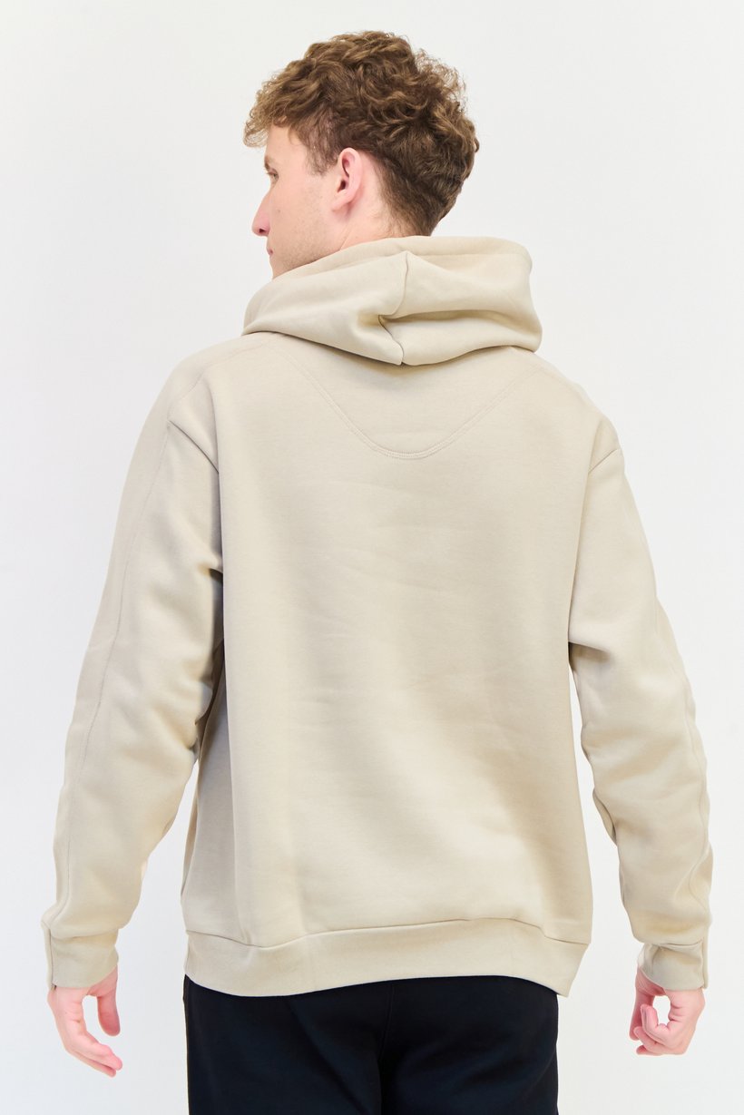 Men Sportswear Fit Long Sleeve Outdoor Hoodie, Beige